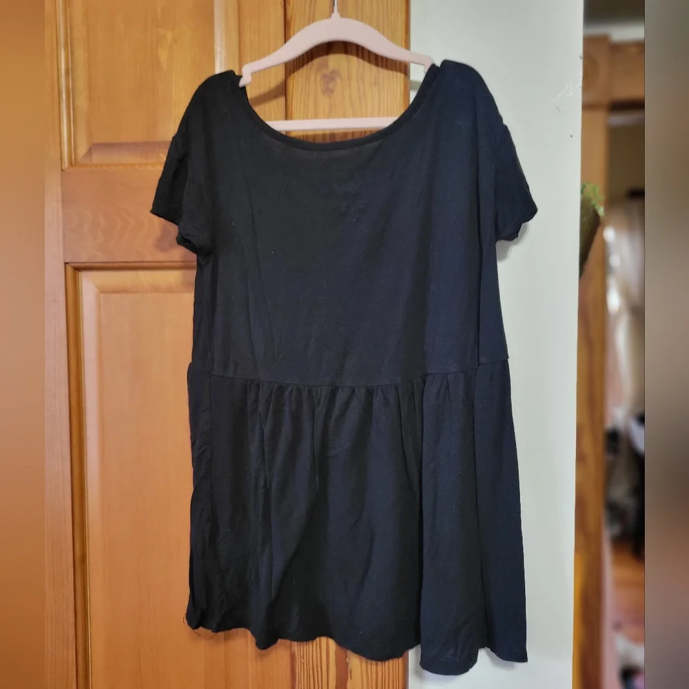 Justice Girls Black 'Unique' Short Sleeve Tunic Top with Colorful Sequin Letters